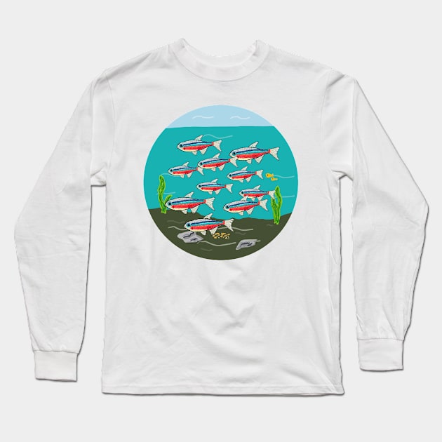 Neon Tetra Long Sleeve T-Shirt by Mark Ewbie